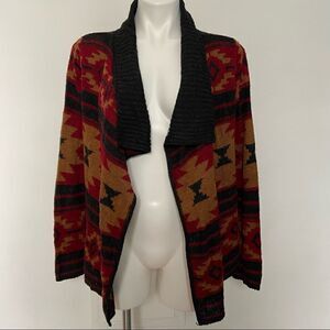 Aztec Print Knitted Waterfall Sweater